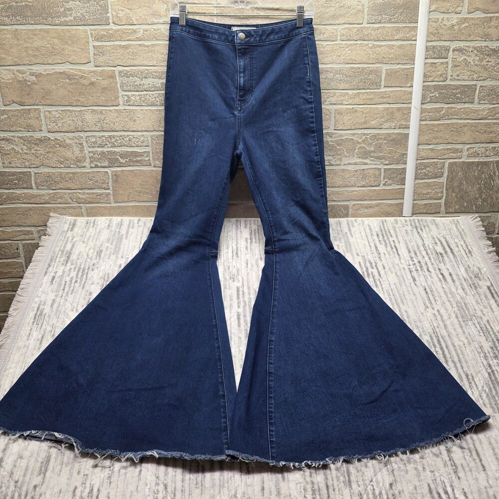Free People Just Float On Jeans Women's 28 Blue Denim Flare Bellbottom High Rise - Picture 3 of 9